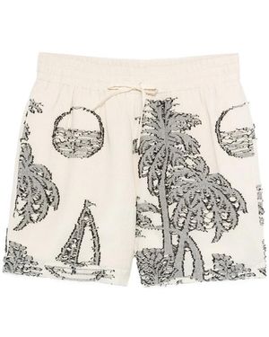 Maison Labiche Tree-Embroidered Shorts - Natural
