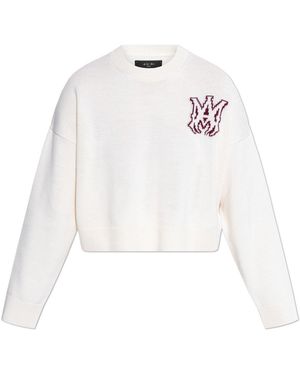 Amiri Logo-Intarsia Knit Jumper - White