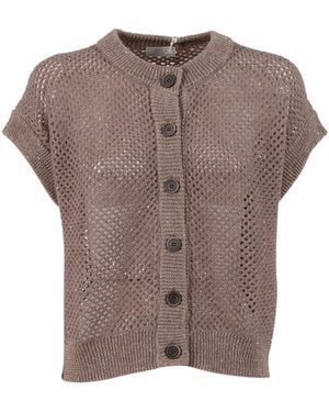 Peserico Knitted Waistcoat - Brown