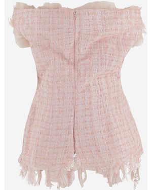 MATIERES FECALES Off-Shoulder Top Polyamide Tops - Pink