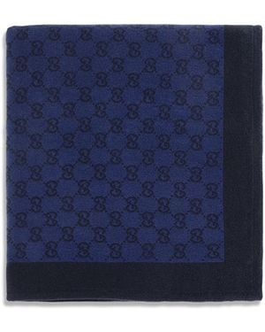 Gucci Gg Cotton Terry Towel Scarf - Blue