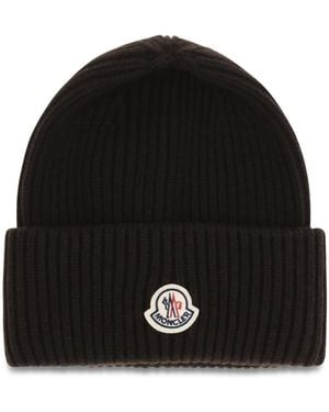 Moncler Wool And Cashmere-Blend Beanie Hats E Hairbands - Black