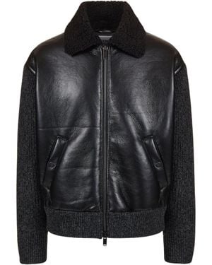 Iceberg Faux Leather Bomber Jacket - Black