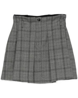 Tela Check-Pattern Pleated Mini Skirt - Grey