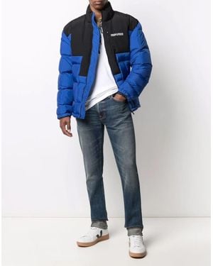Marcelo Burlon Cross Block Logo Down Jacket - Blue