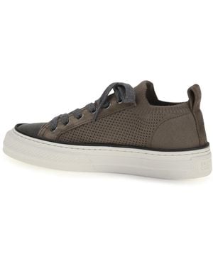 Brunello Cucinelli Sneakers Cotton-Knit Suede Upper Cotton Sneakers - Brown