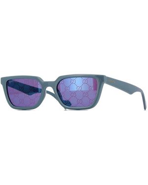 Gucci Sunglasses Square Full Rim, Light Frame And-Light Mirror With Gg Pattern Lens Gg1539S003 - Purple