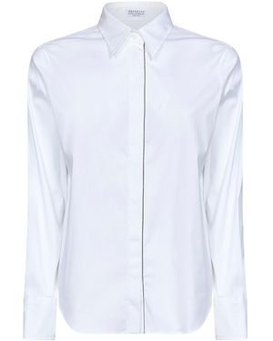 Brunello Cucinelli Shirt Stretch Poplin Lyocell - White