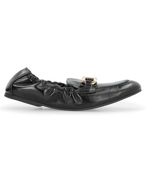 Ferragamo Jodie Leather Loafers Lamb - Black