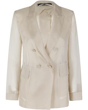 Max Mara Slogan Silk Giacca - Natural