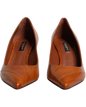 Dolce & Gabbana Leather Kitten Heels Court Shoes Shoes - Brown