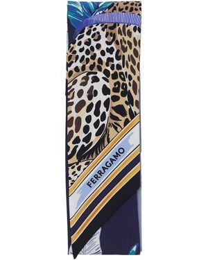 Ferragamo Scarf Printed Silk - Blue