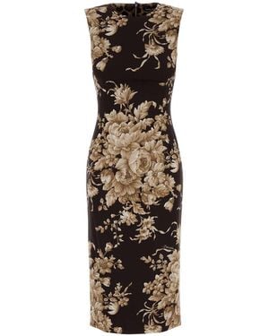 Dolce & Gabbana Printed Stretch Silk Dress - White