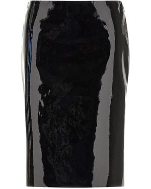 Ferragamo Patent Lambskin Pencil Skirt - Black