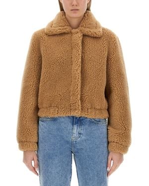 Moschino Cropped Furry Effect Jacket - Blue
