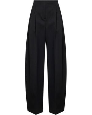 Mugler Wool Wide Leg Pleated Pants - Black