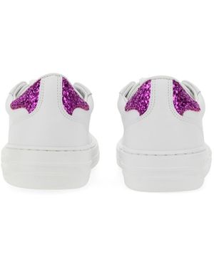MSGM Iconic Cupsole Trainer Leather Trainers - Purple