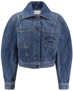 Givenchy Denim Jacket With Logo Embroidery - Blue