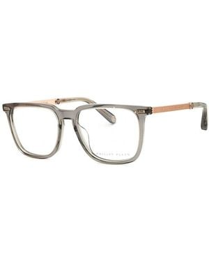 Philipp Plein Eyeglasses Square Full Rim, Shiny Transparent Frame And Clear Demo Lenses Lens Vpp058M09Mb - Brown