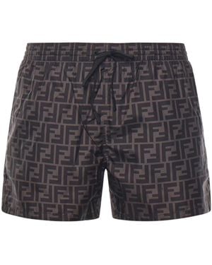 Fendi Ff Jacquard Swimsuit - Gray