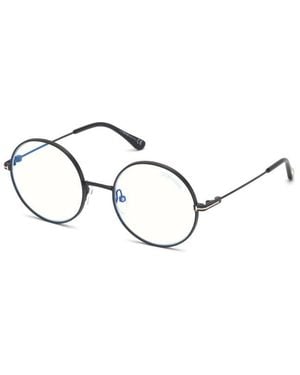 Tom Ford Eyeglasses Round Full Rim, Frame And Clear Demo Lens Ft5595-B001 Sunglasses - Metallic