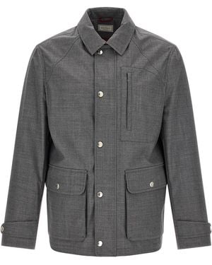 Brunello Cucinelli Virgin Wool Full-Length Jacket Clothing - Gray