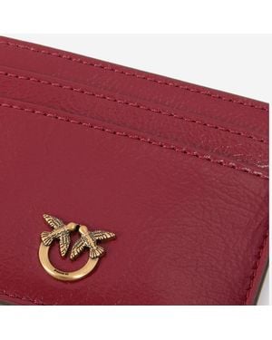 Pinko Leather Card Holder With Logo Wallets & Purses - Red