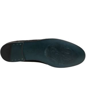 Dolce & Gabbana Glitter Brocade Dress Loafers Shoes Leather - Black