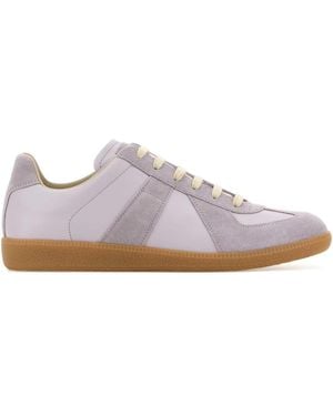 Maison Margiela Lilac Leather And Suede Replica Trainers - Multicolour