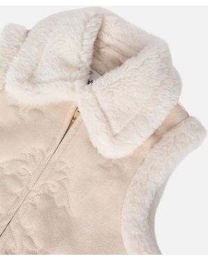 MC2 Saint Barth Hesketh Jr Faux-Shearling Gilet With Western Embroidery Jacket - Natural