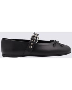 Miu Miu Leather Flats - Black