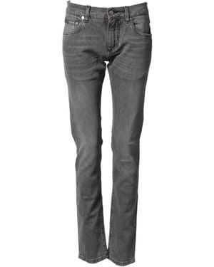 Dolce & Gabbana Cotton Mid Waist Skinny Denim Jeans Co+02 Clothing - Grey