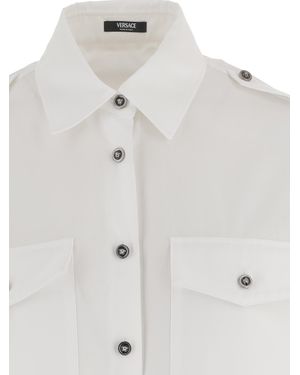 Versace Cotton Shirt With Contrasting Buttons - White