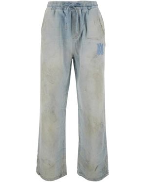 Amiri Pants With Elastic Waistband And Drawstring Logo Patch On The Front - Blue