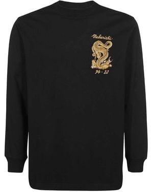 Maharishi Long Sleeve Cotton T-Shirt - Black