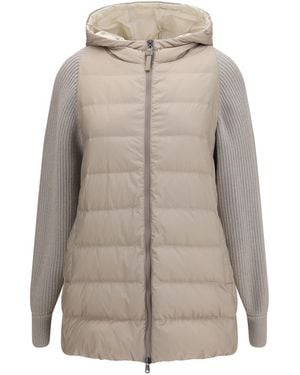 Brunello Cucinelli Long Monili Chain Puffer Jacket Polyester Down - Natural
