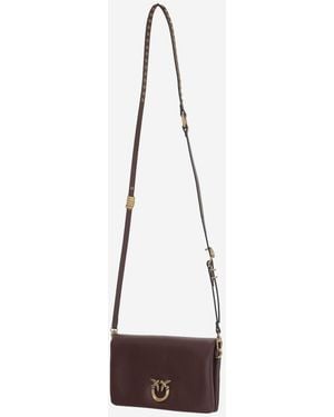 Pinko Shoulder Bag Burgundy-Antique Burgundy Wine/Antique Leather - White