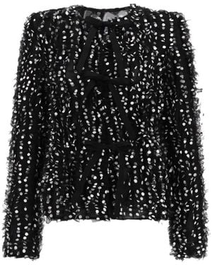 Nina Ricci Polka Dot Embroidered Jacket - Black