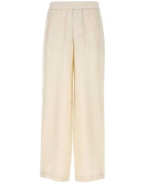 Golden Goose Cream Linen Blend Trousers - White