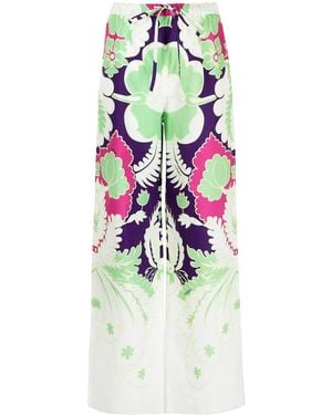 Valentino Printed Wide-Leg Trousers - White