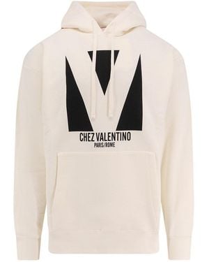 Valentino Cotton Sweatshirt With Chez Print - White