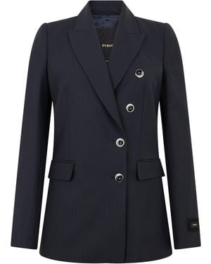 Pinko Striped Jacket Polyester Blazers - Blue