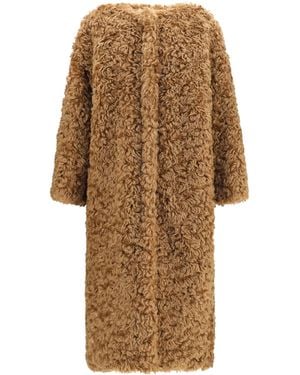 Kristina Ti Long Plush Coat Polyester - Natural