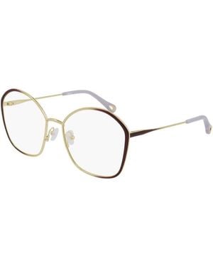 Chloé Chloe Eyeglasses Butterfly Full Rim, Bordeaux- Frame And Clear Demo Lenses Lens Ch0017Oa004 Sunglasses - Metallic