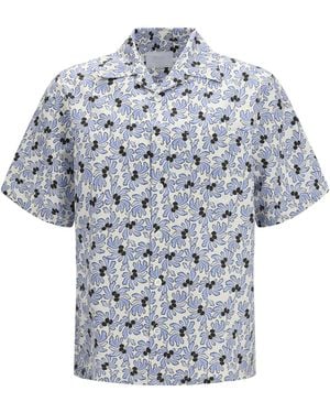 Prada Cotton Shirt With Floral Print - Grey