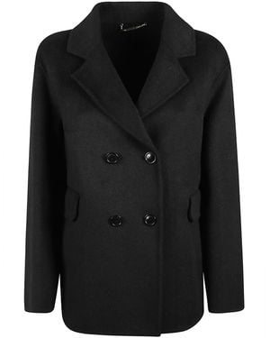 Seventy Double-Breasted Oversized Coat - Black