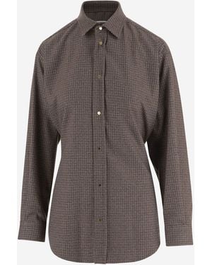 DARKPARK Shirt Viscose Blend Check Polyester - Brown