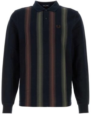 Fred Perry Embroidered Piquet Polo Shirt - Blue
