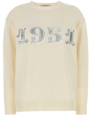 Max Mara Ivory Wool Blend Plata Jumper - White