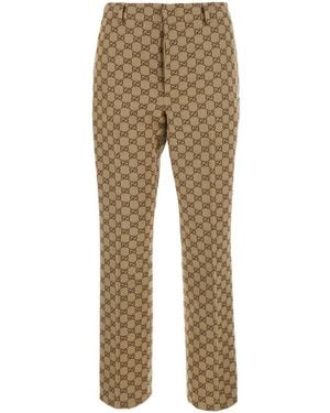 Gucci Pants With Gg Motif - Natural